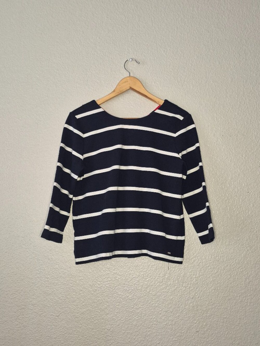 Tommy Hilfiger Womens Navy/ White Striped Top Size: Petite Small